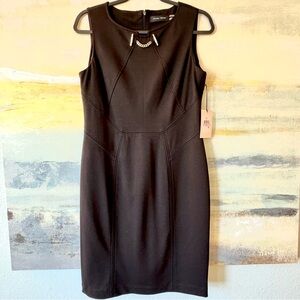 NWT Ivanka Trump Toggle-Neck Ponte Sheath Dress Black Sz 10